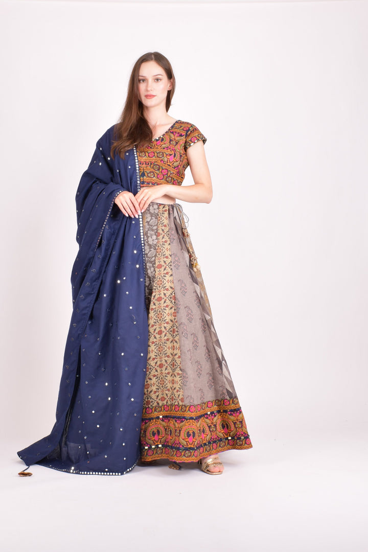 Multi color cotton silk chaniya choli set