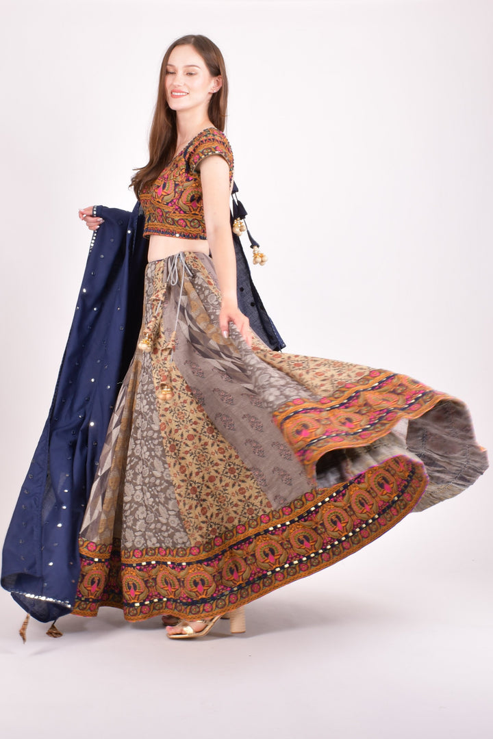 Multi color cotton silk chaniya choli set