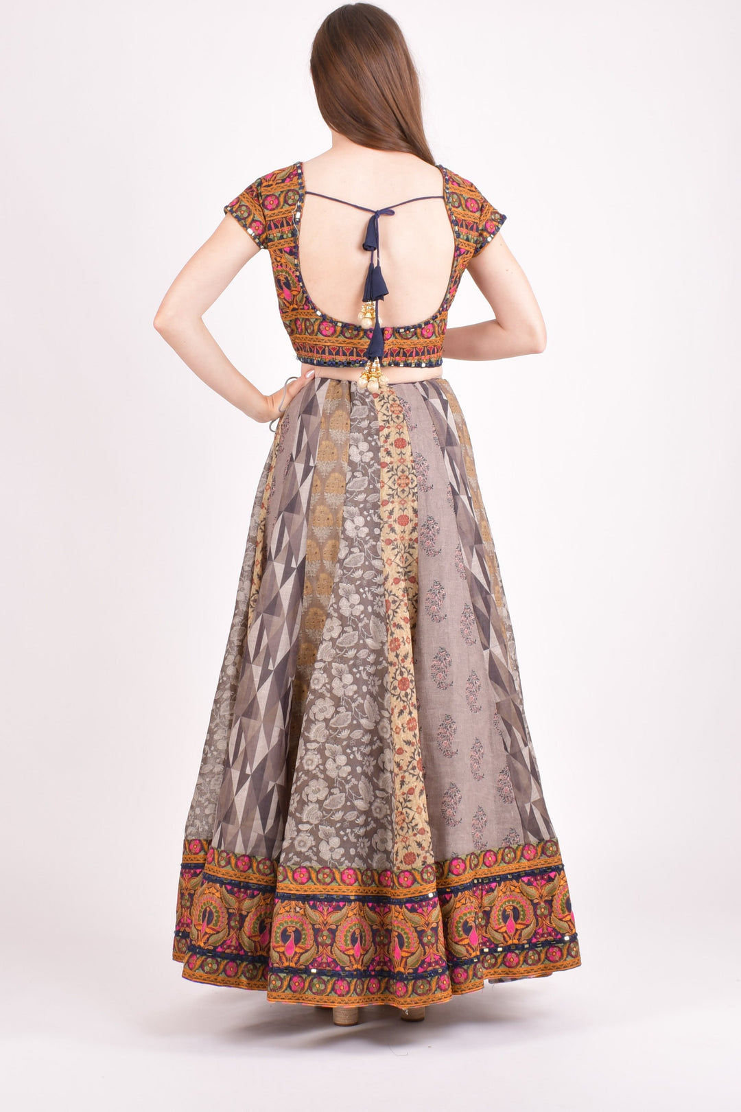Multi color cotton silk chaniya choli set