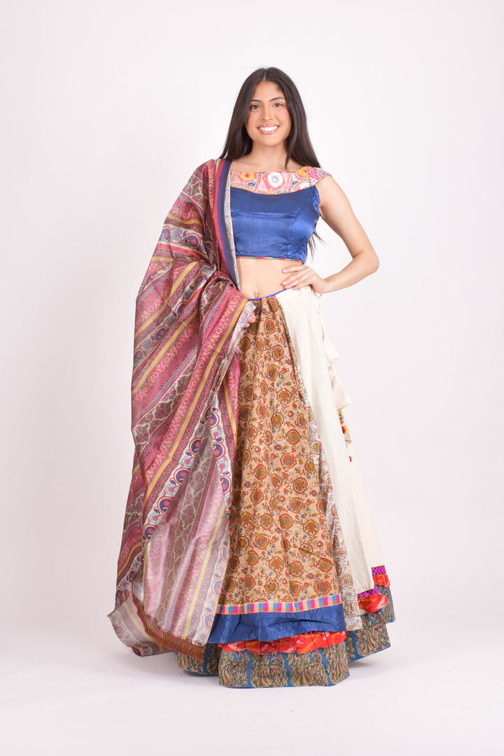 Multi color cotton silk chaniya choli set