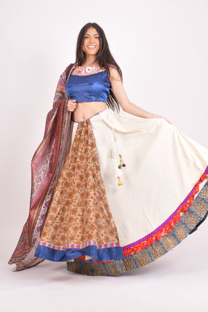 Multi color cotton silk chaniya choli set