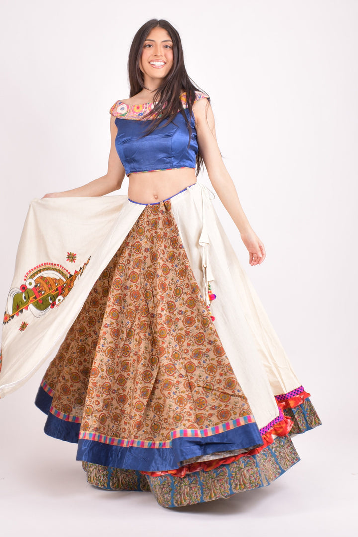 Multi color cotton silk chaniya choli set