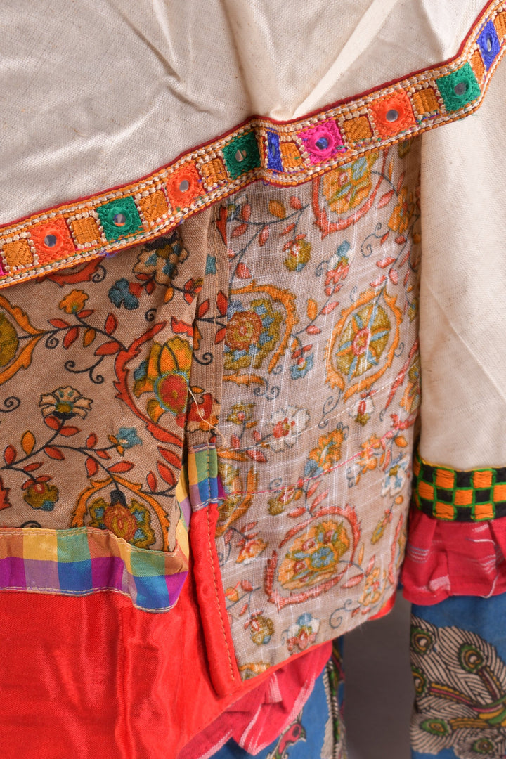 Multi color cotton layered chaniya choli set
