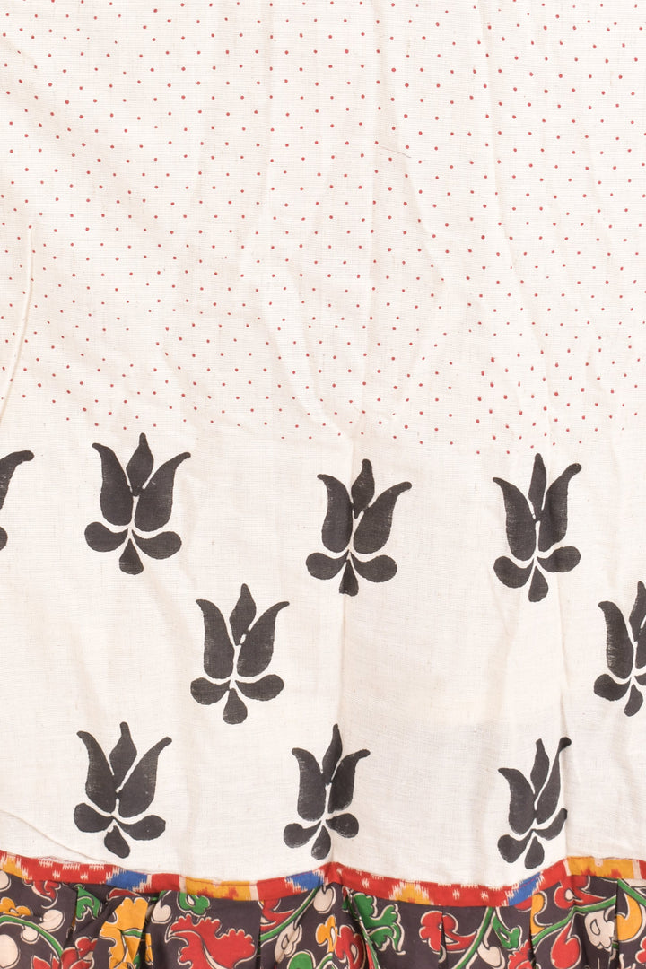 Off white cotton hand blocked chaniya choli