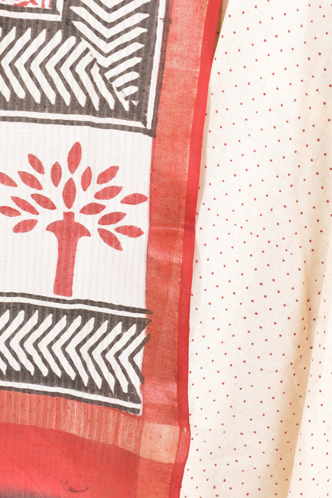 Off white cotton hand blocked chaniya choli