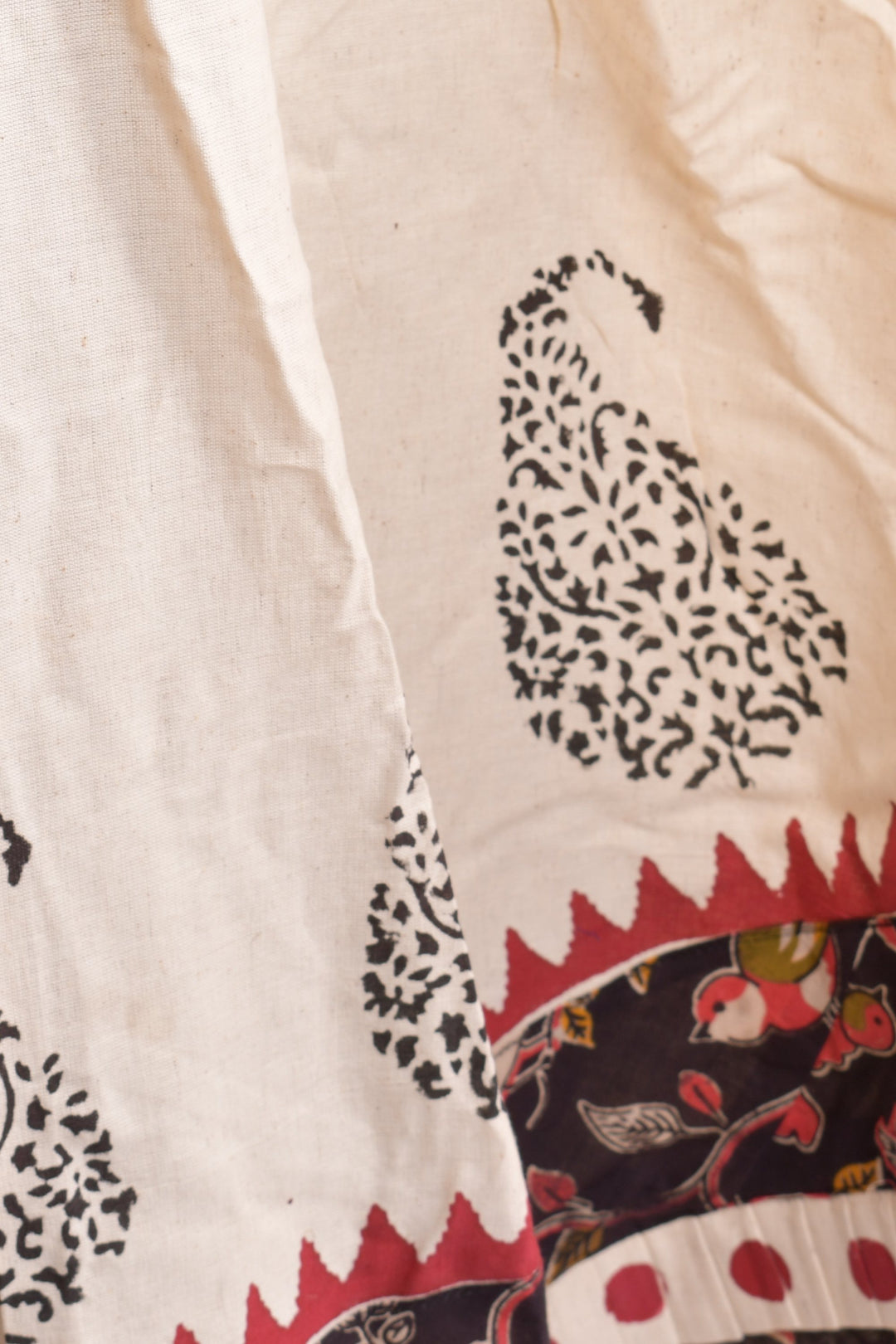 Off white cotton hand blocked chaniya choli