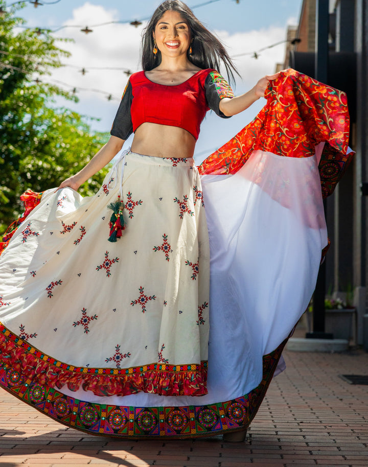 Ciana Layered Full Flare Cotton Chaniya Choli - Raas
