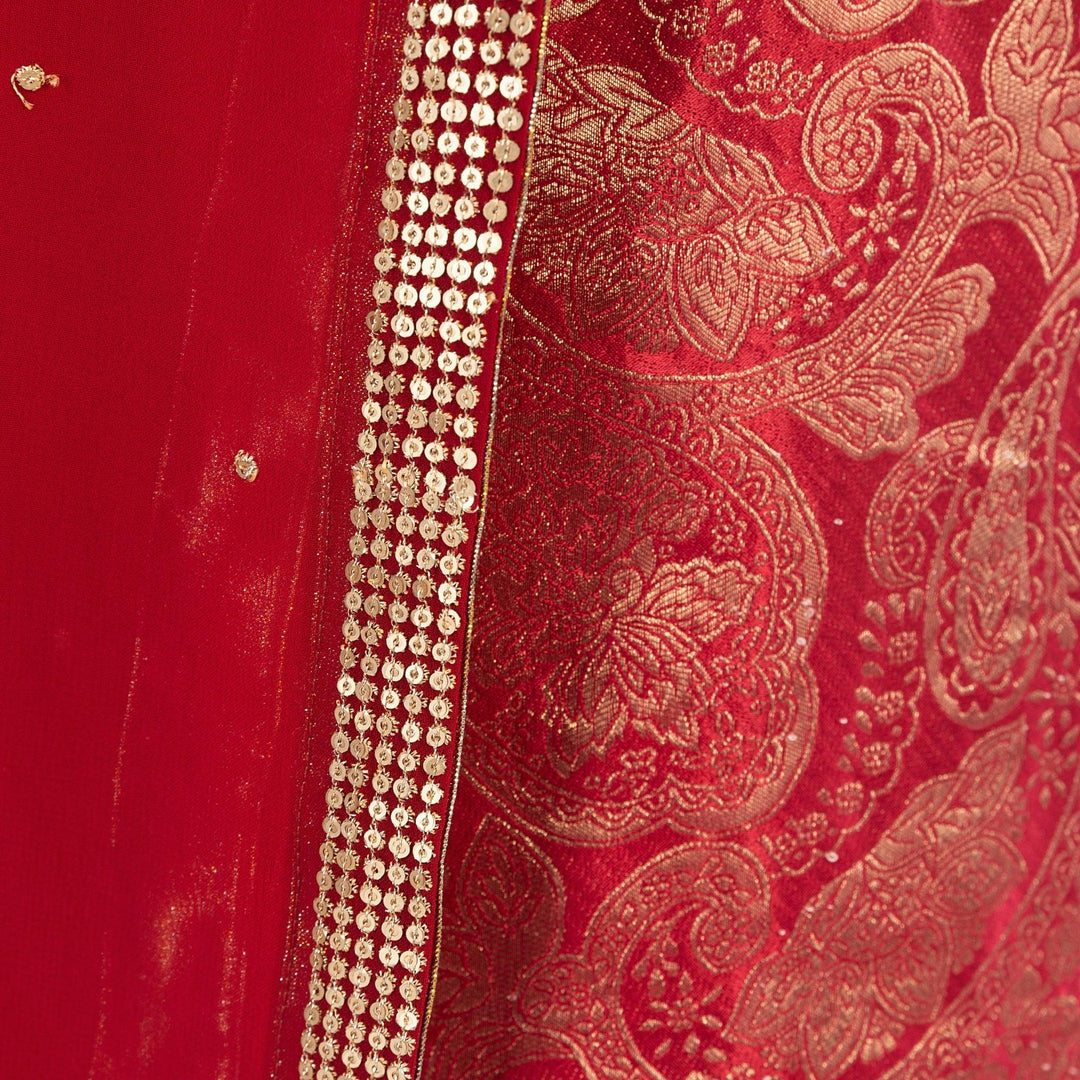 Coraline Banarasi Silk Red Salwar Kameez Set - Raas