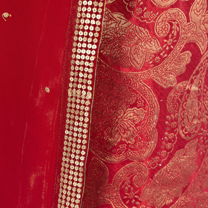 Coraline Banarasi Silk Red Salwar Kameez Set - Raas