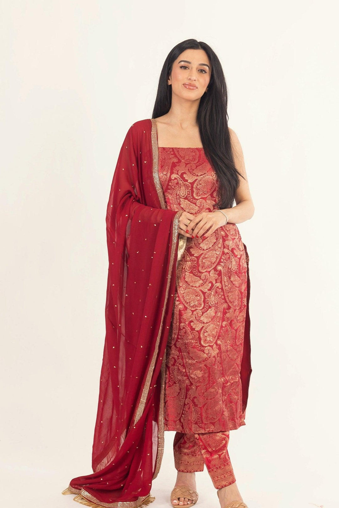 red salwar kameez