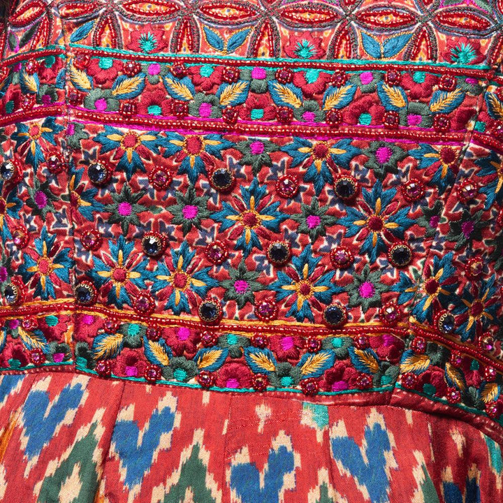 Louisa Red Dress with Patola Print - Raas