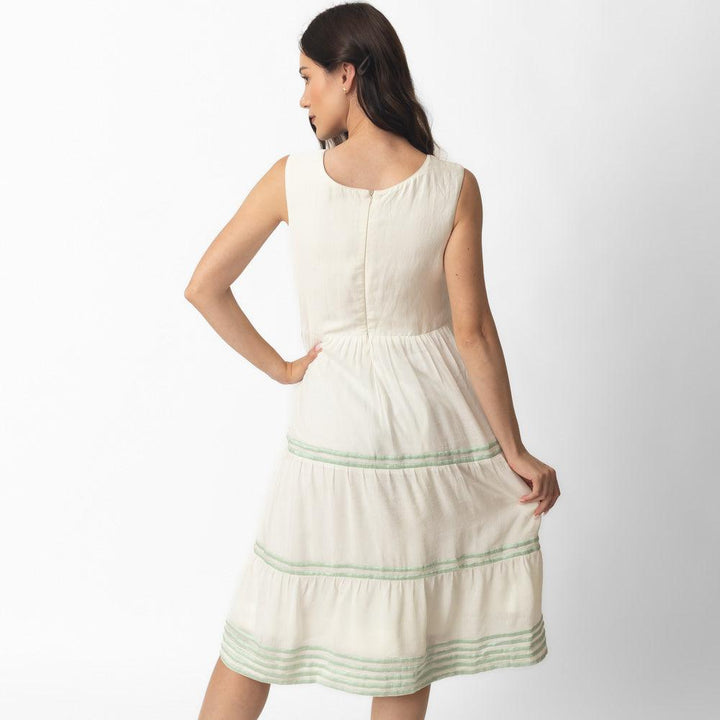 Saloni White Midi Dress with Embroidery - Raas