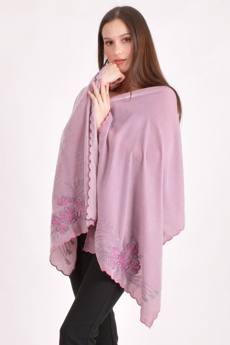 Dusty Rose Pink Embroidered Velvet Scarf scarves & stoles RAAS