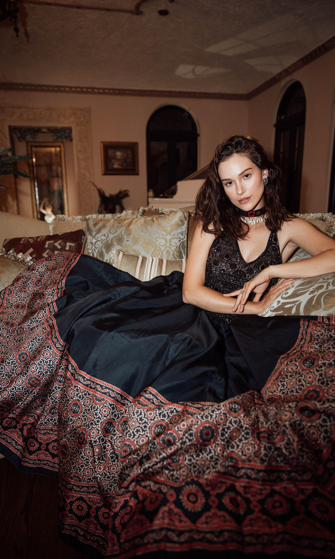 Elise Long Dress with Hand Embroidery - Raas