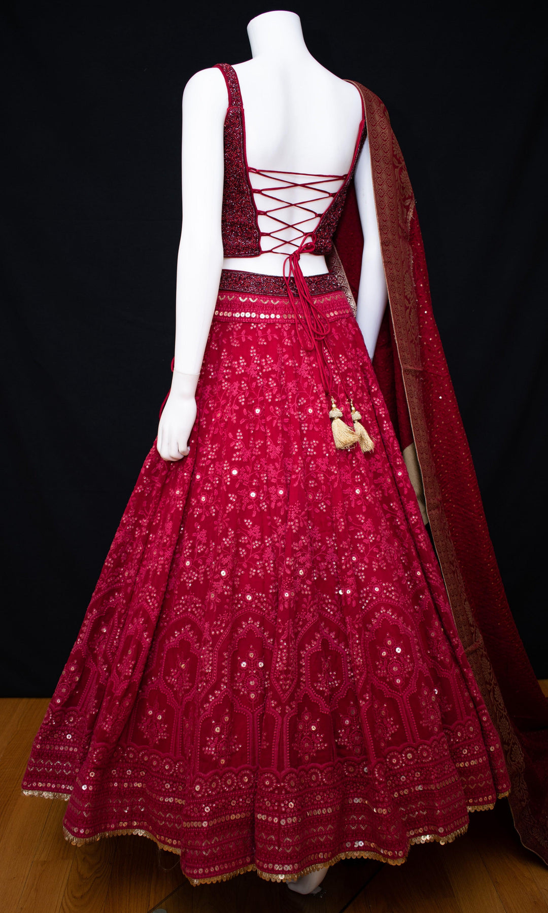 CC3520 Maroon lehenga-[LEHENGAS]-[BRIDAL_LEHENGAS]-Raas