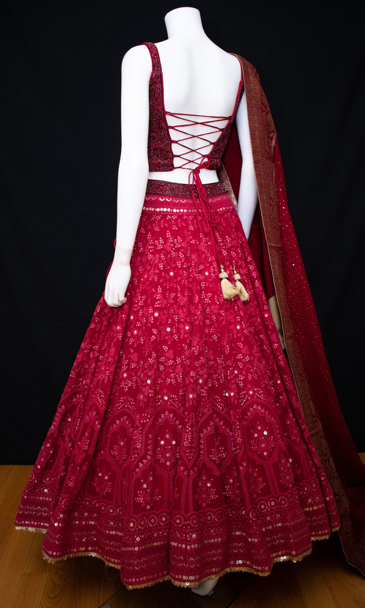 CC3520 Maroon lehenga-[LEHENGAS]-[BRIDAL_LEHENGAS]-Raas
