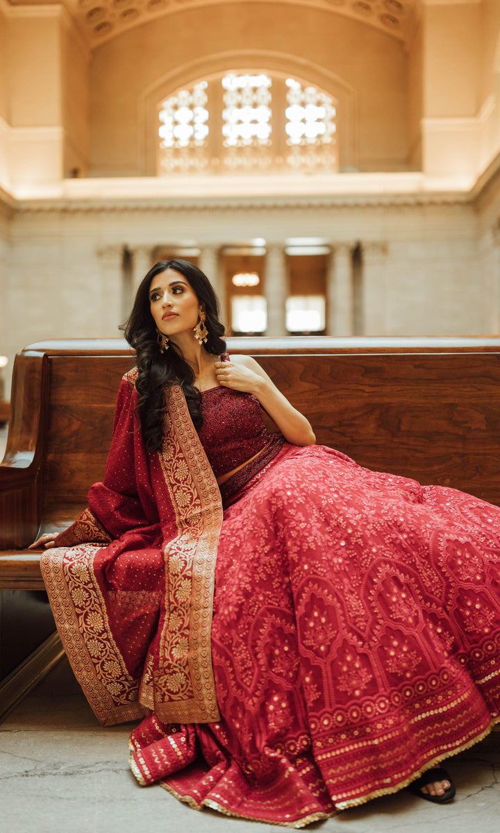 CC3520 Maroon lehenga-[LEHENGAS]-[BRIDAL_LEHENGAS]-Raas