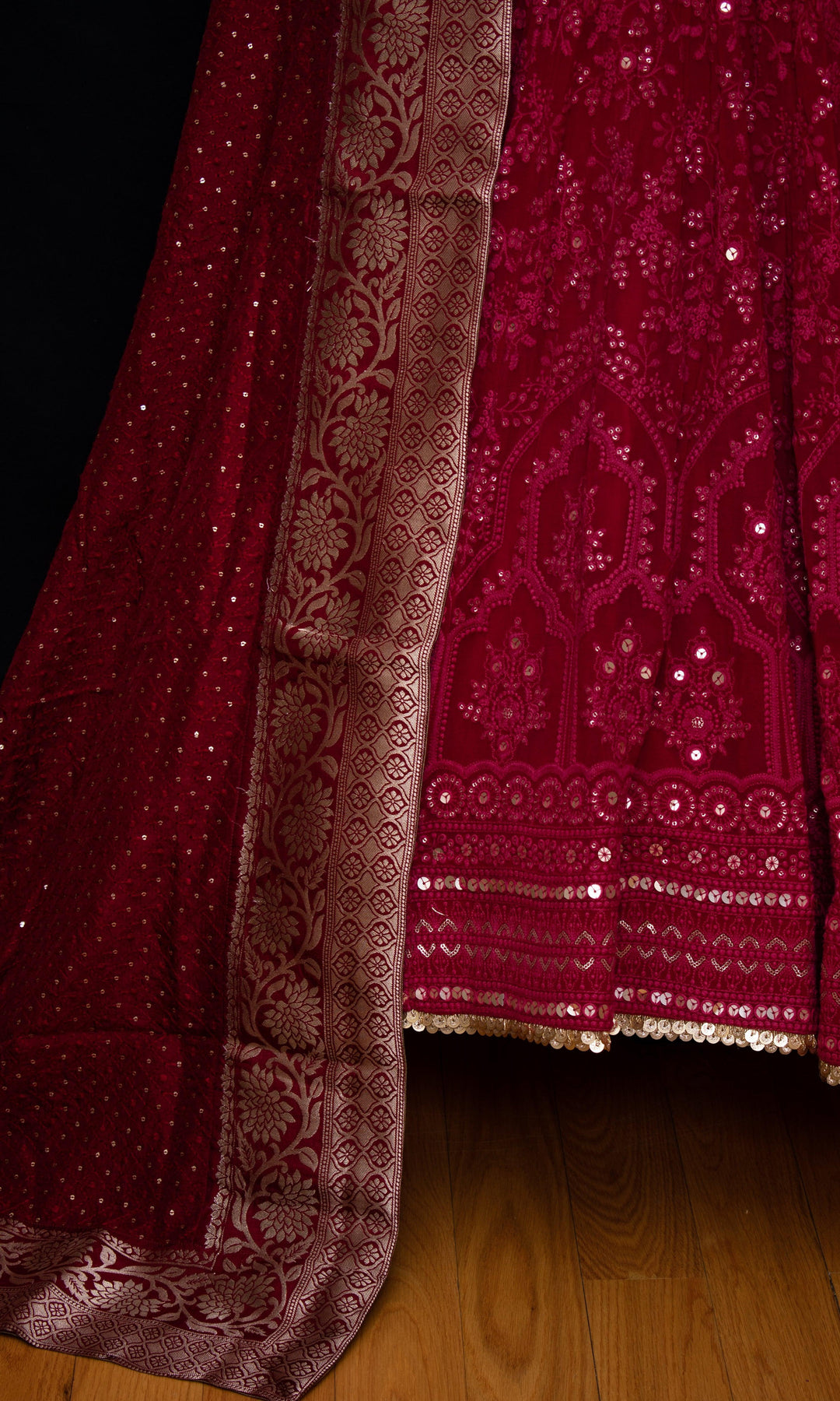 CC3520 Maroon lehenga-[LEHENGAS]-[BRIDAL_LEHENGAS]-Raas