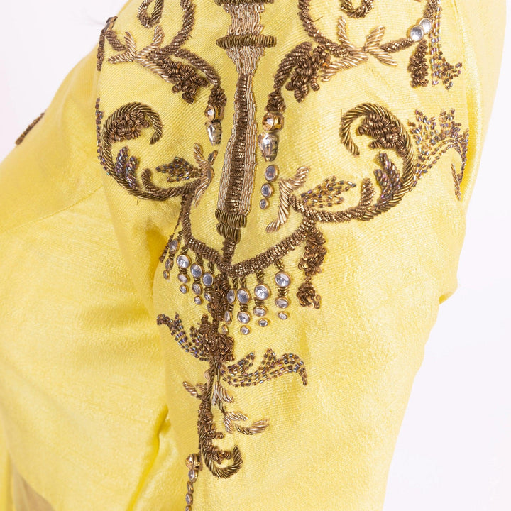 Evadne Yellow Sequins Work Gown - Raas