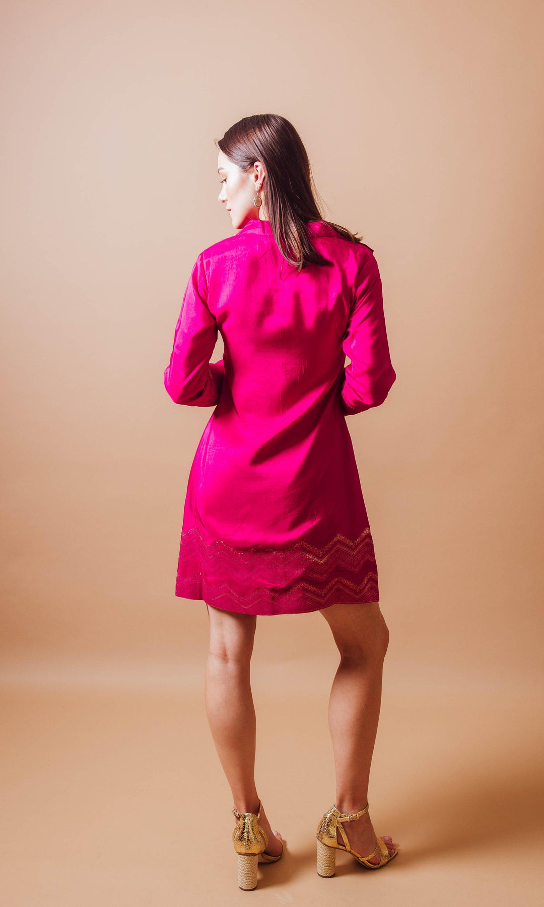 LISA BLAZER DRESS with jacquard border made from soft silk