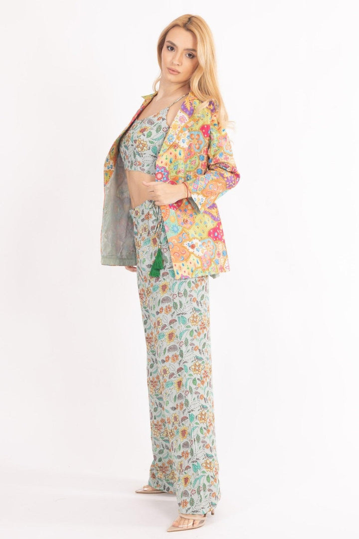 Floral Embroidered Three-Piece Set - Raas