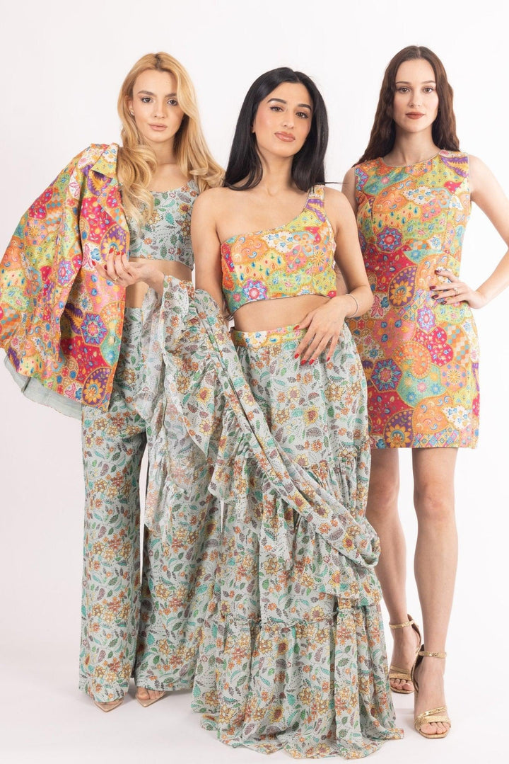 Floral Embroidered Three-Piece Set - Raas