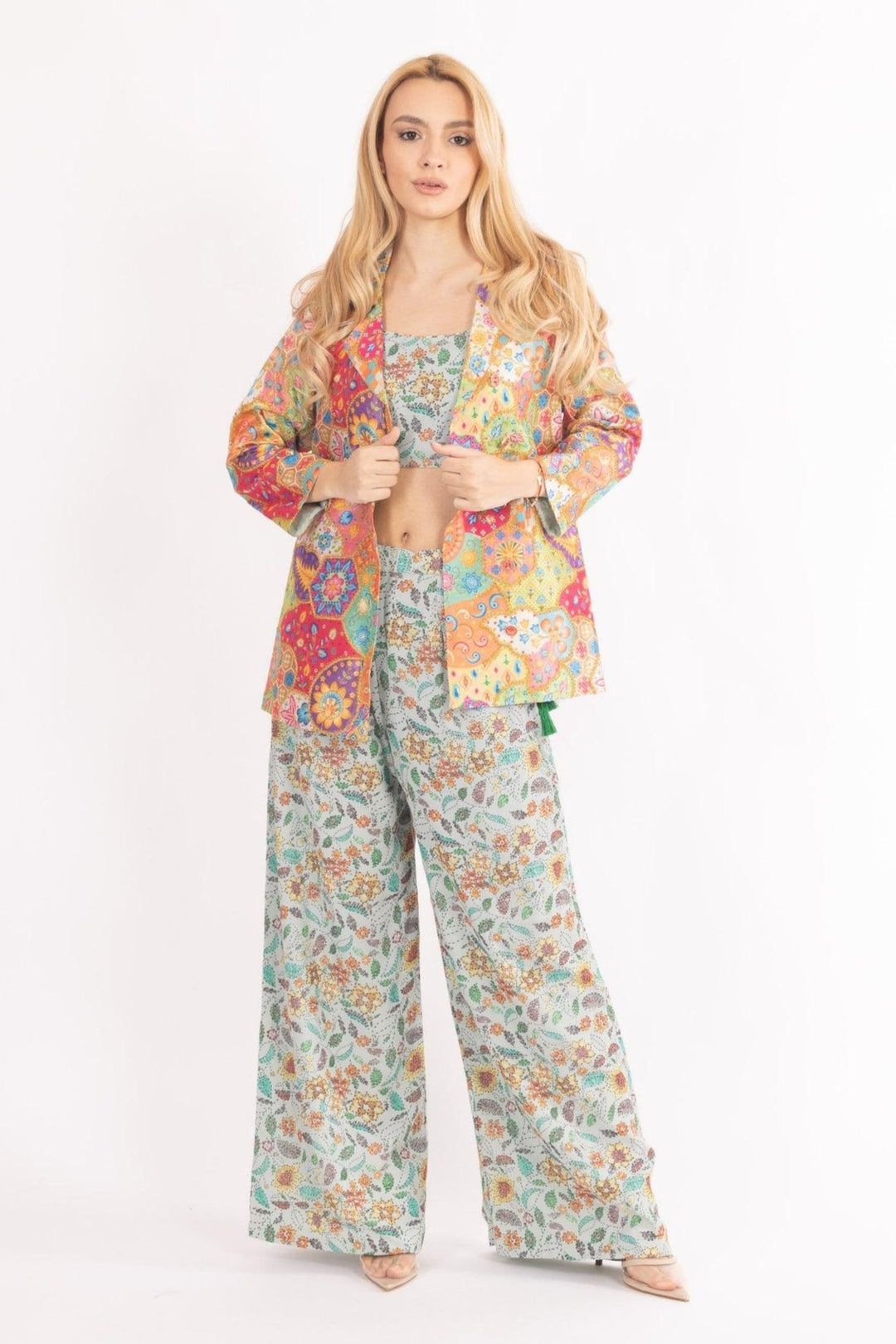 Floral Embroidered Three-Piece Set - Raas