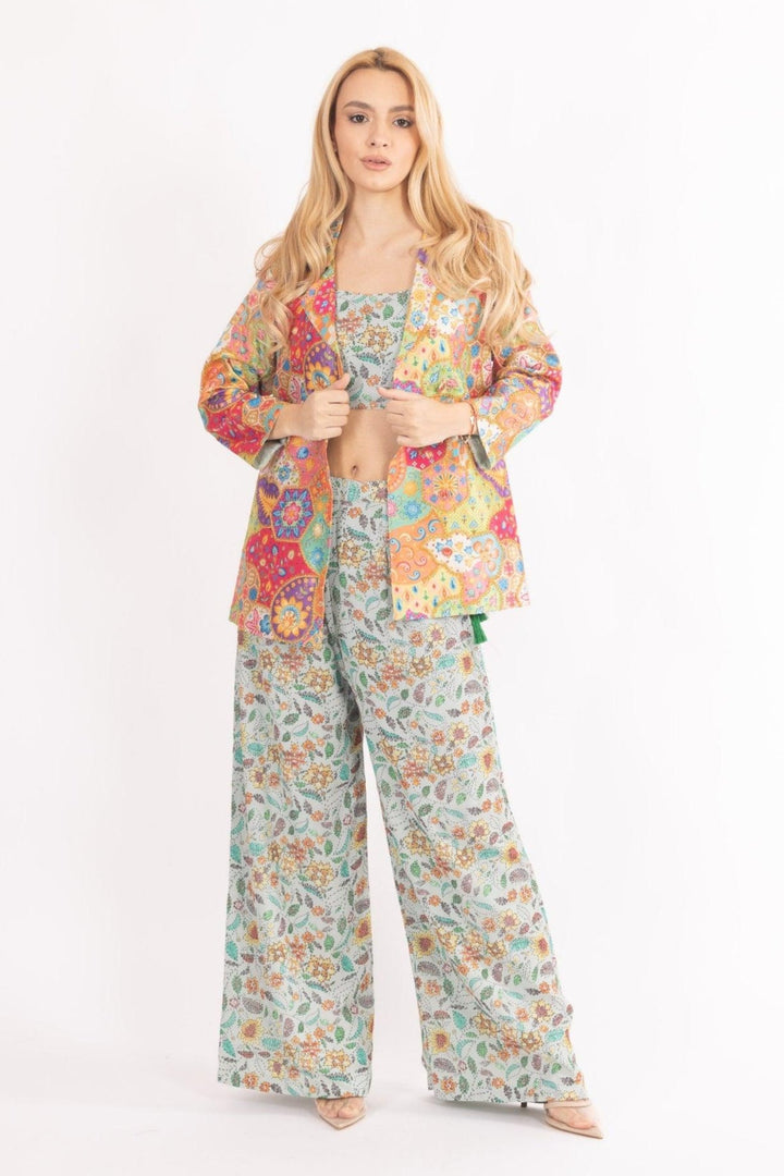 Floral Embroidered Three-Piece Set - Raas
