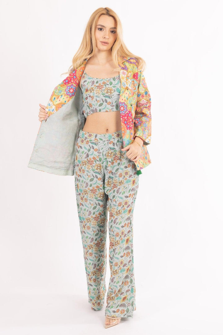 Floral Embroidered Three-Piece Set - Raas