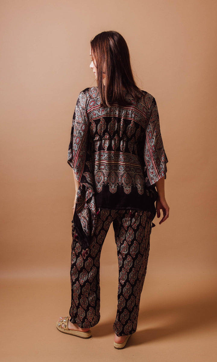 Gigi Brown Co-Ord Set with Ajrakh Print - Raas