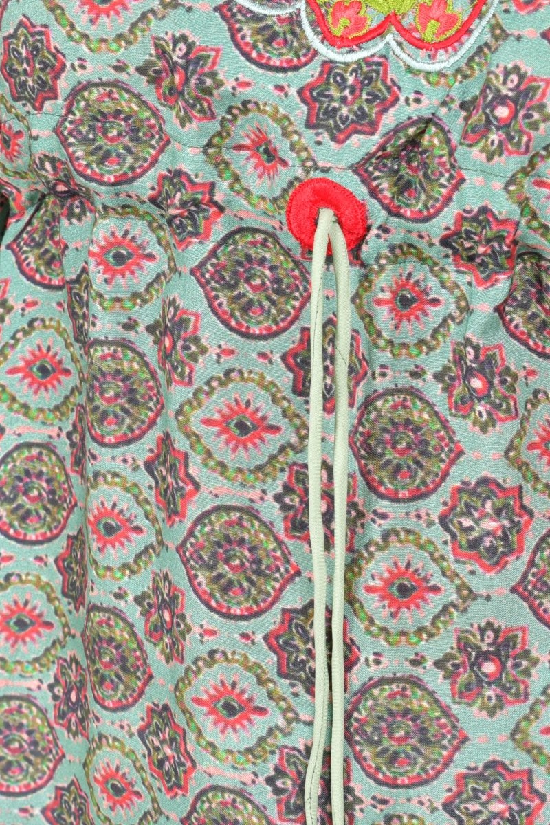 Green Ajrakh Print Embroidered Kaftan Top KAFTAN RAAS