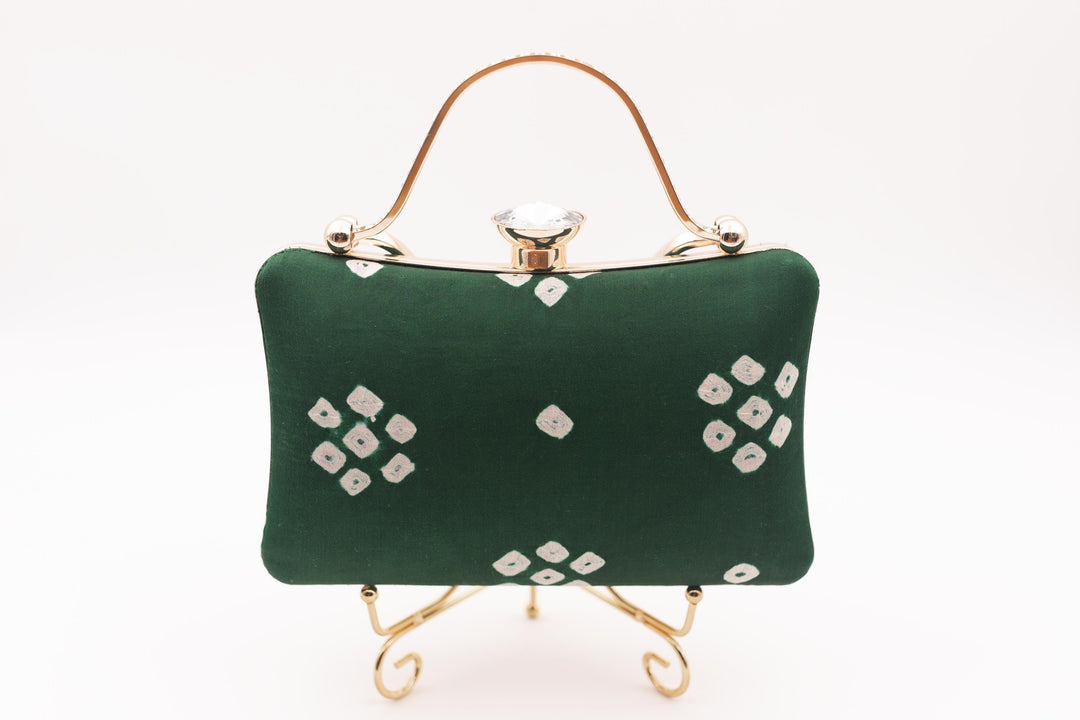 Green BIA CLUTCH with Gem Closure - Raas