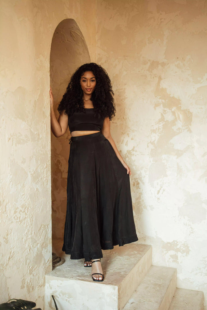 Gwen Black Lehenga with Slit - Raas