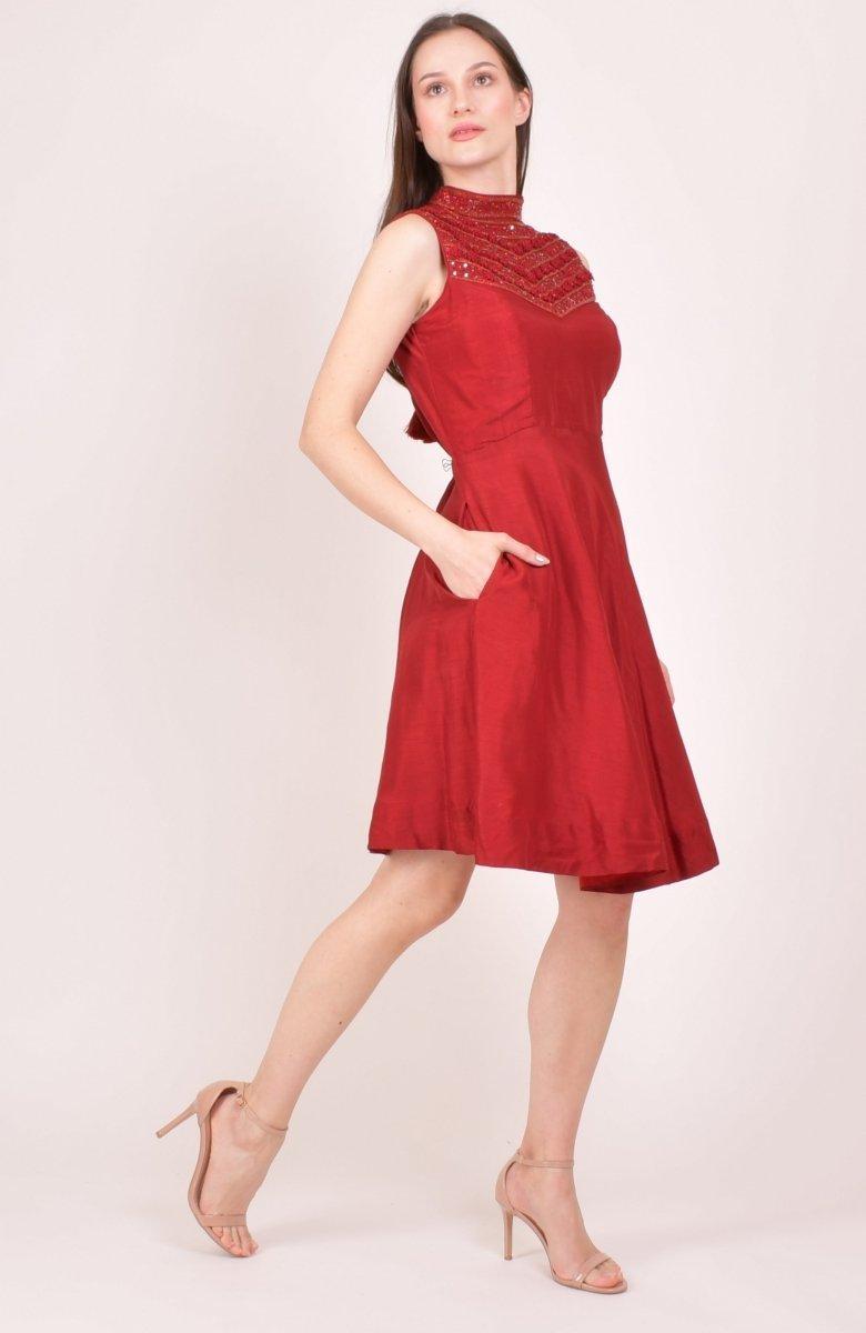 Hand Embroidered Red Short Dress dresses RAAS
