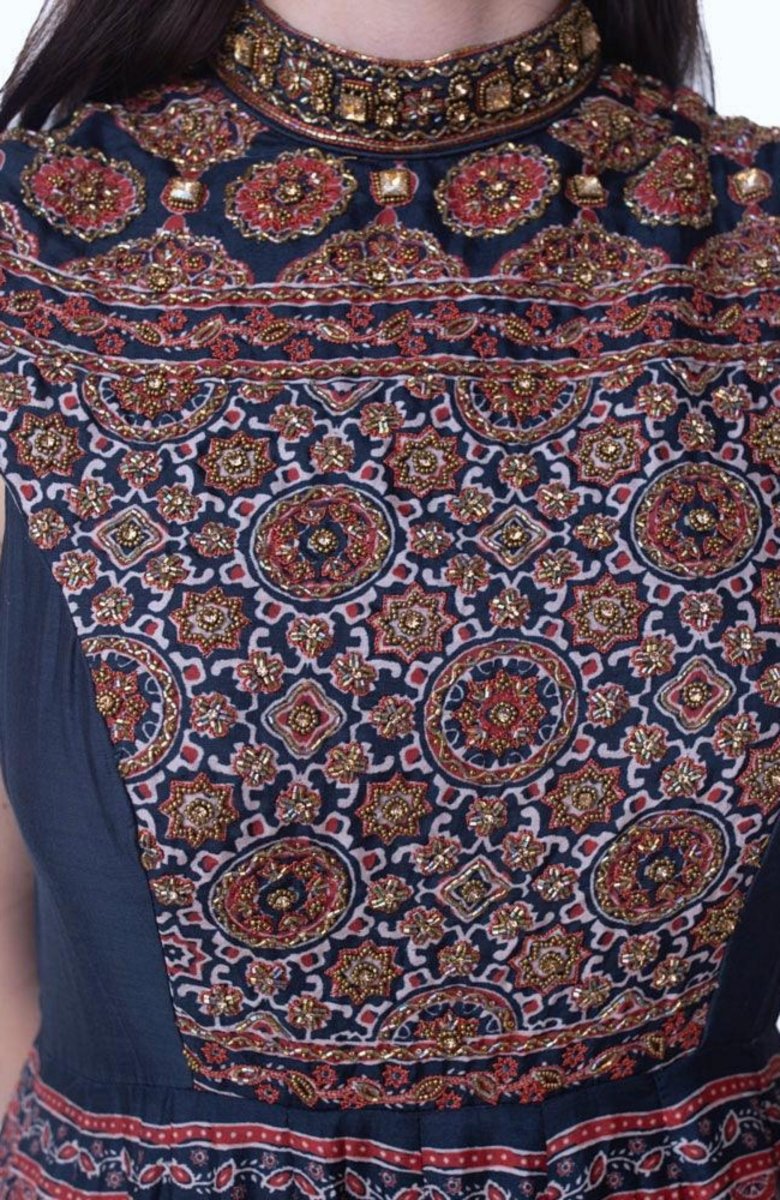 High Neck Long Dress with Hand Embroidery dresses RAAS