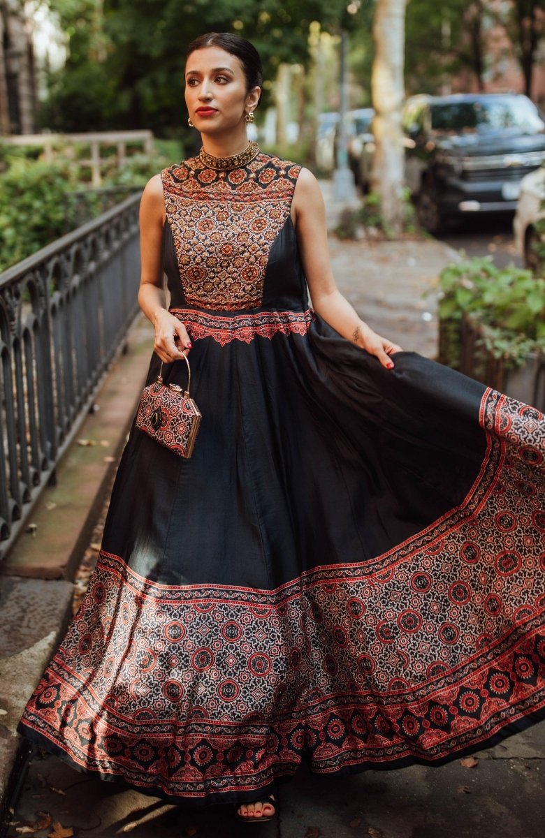 High Neck Long Dress with Hand Embroidery dresses RAAS