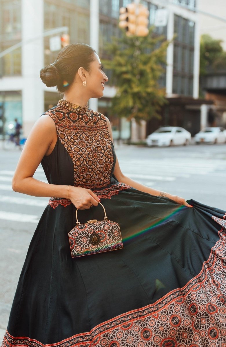High Neck Long Dress with Hand Embroidery dresses RAAS