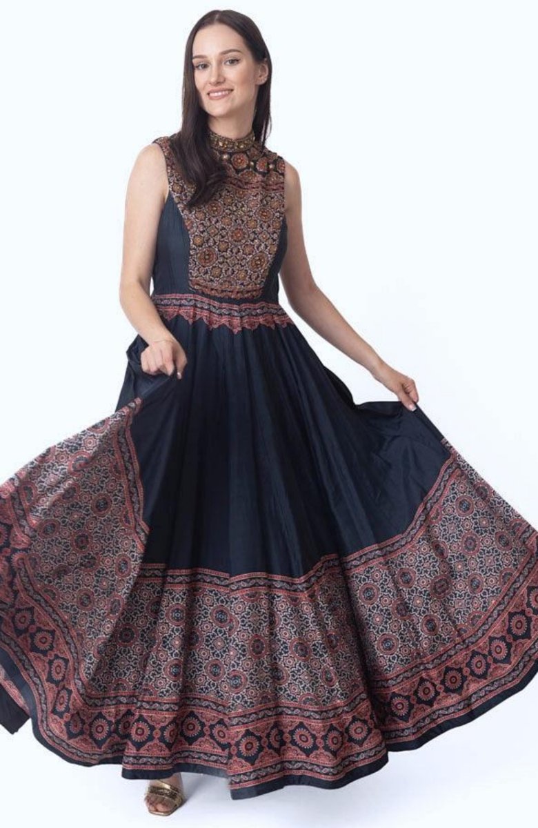 High Neck Long Dress with Hand Embroidery dresses RAAS