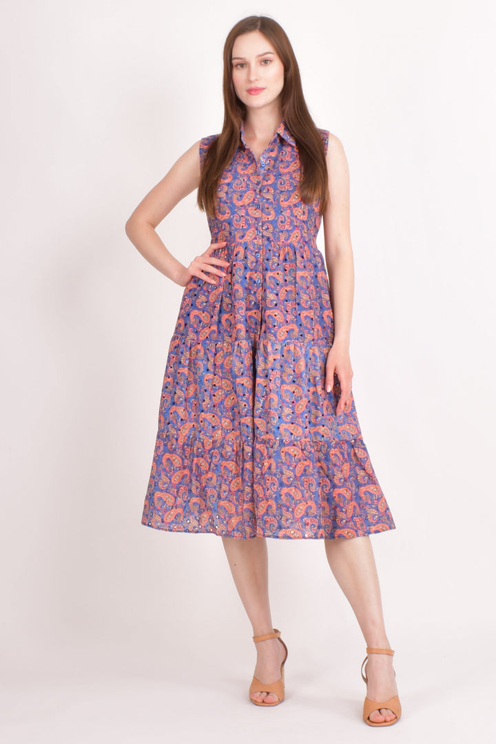 Irina Embroidered Tiered Midi Dress - Raas