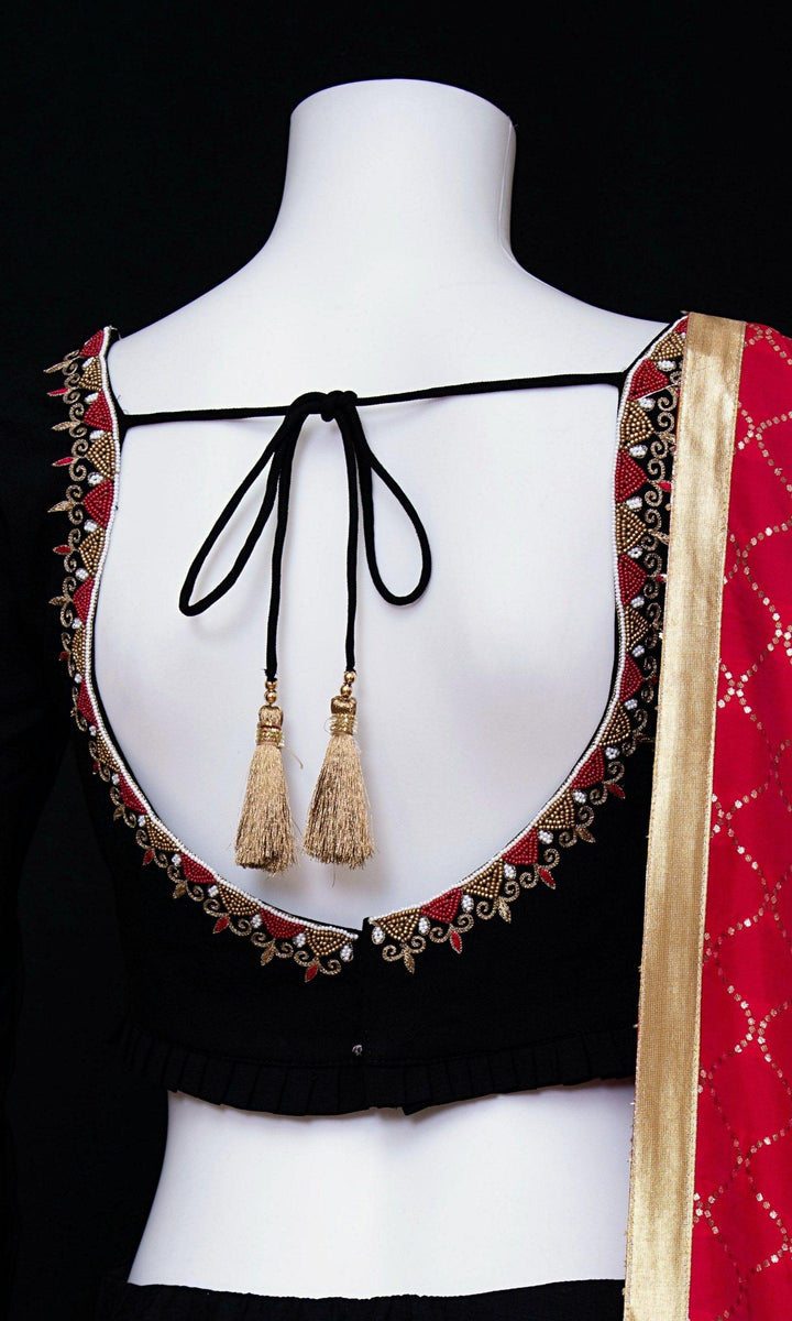 CC3125 - Full flare black chaniya choli-[black_lehenga_choli]-[black_chaniya_choli]-[black_lehengas]