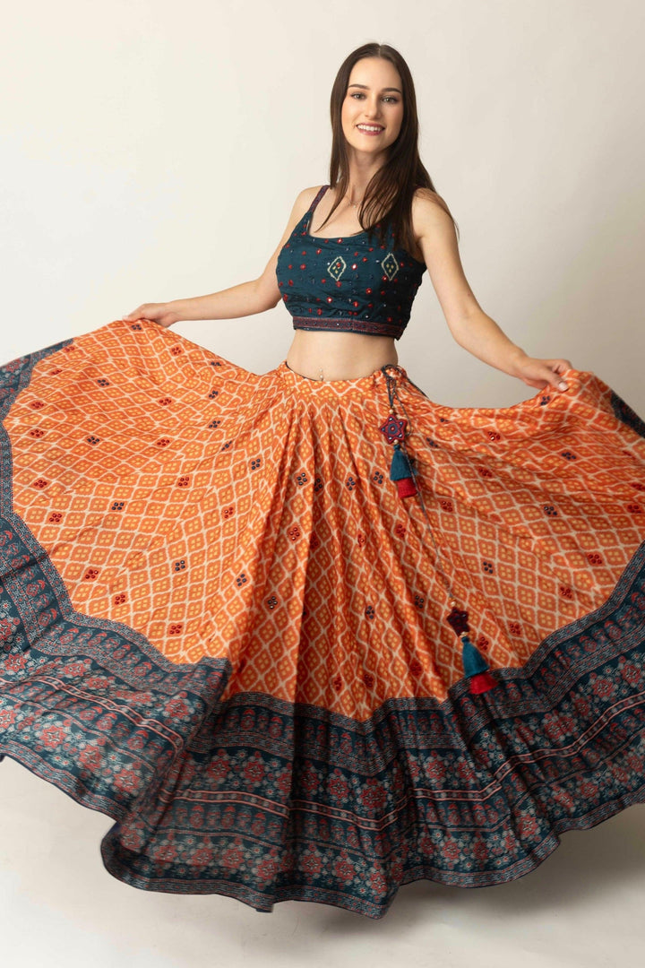 Khushi Lehenga with Mirror Embroidery and Embroidered Blouse - Raas
