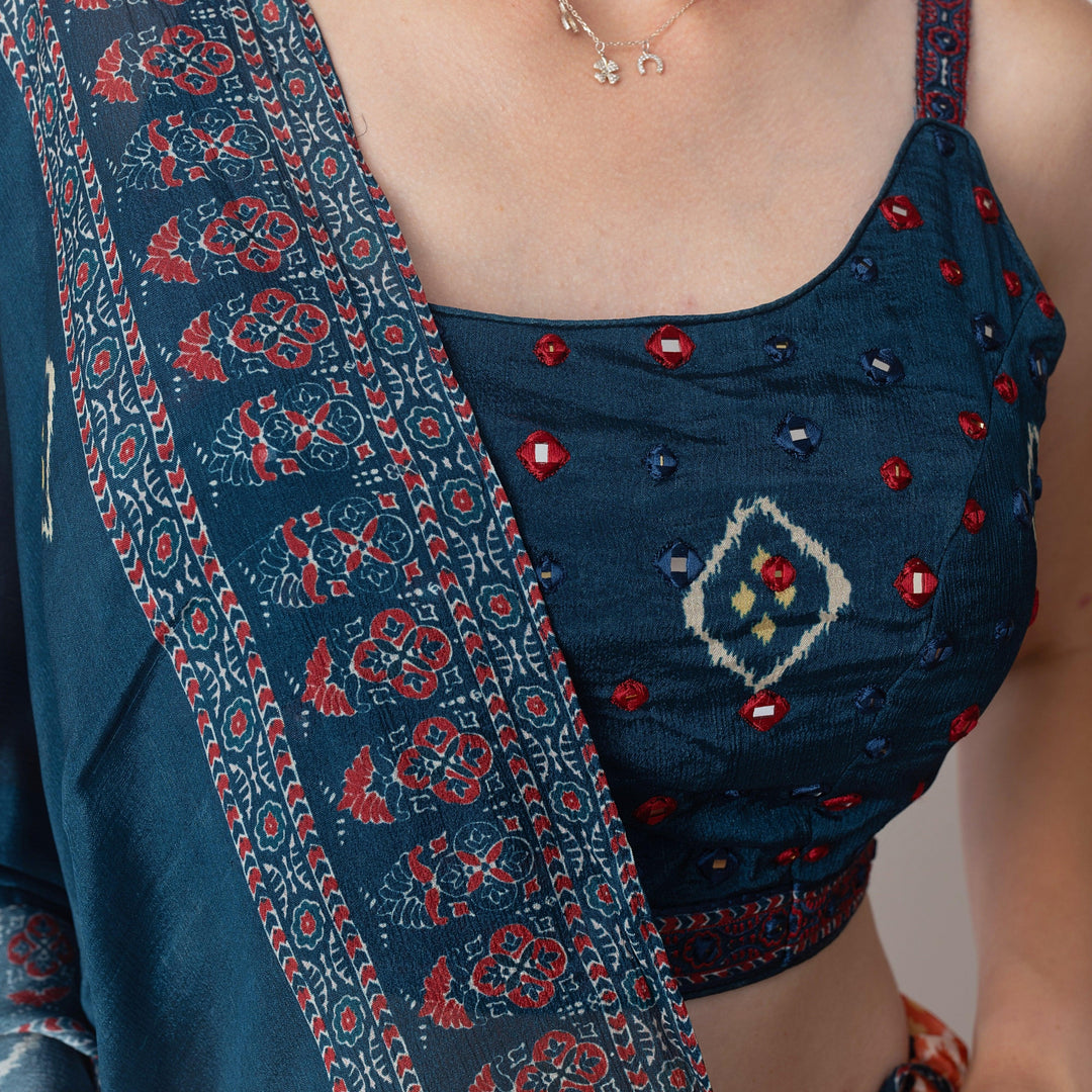Khushi Lehenga with Mirror Embroidery and Embroidered Blouse - Raas