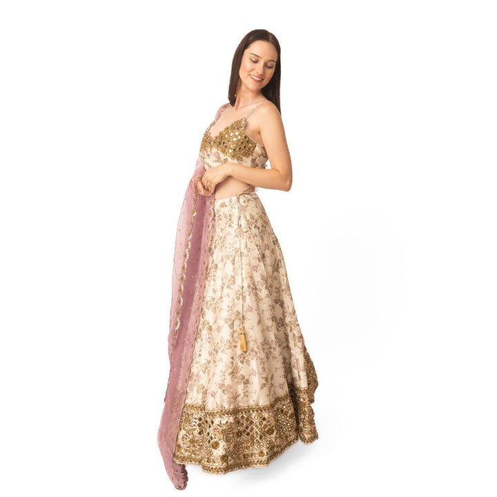 Kimana Mirror and Floral Lehenga Set - Raas