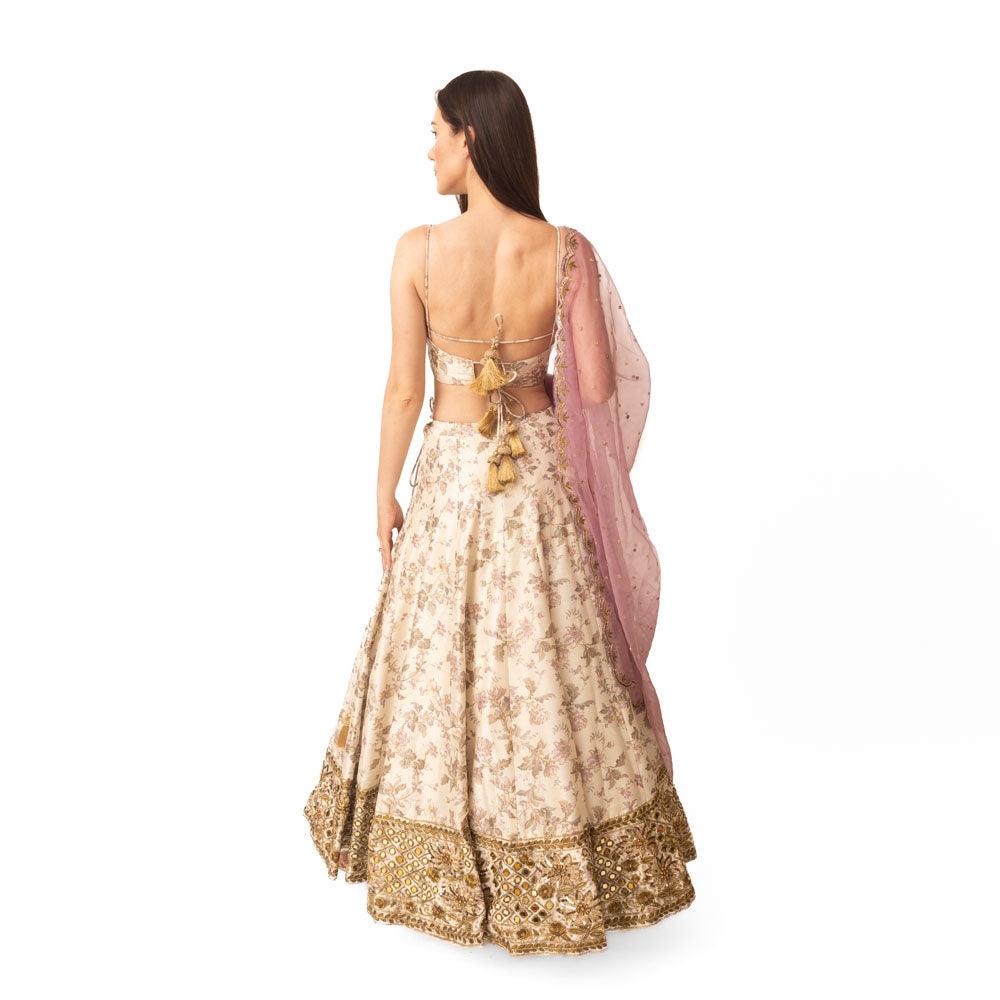 Kimana Mirror and Floral Lehenga Set - Raas
