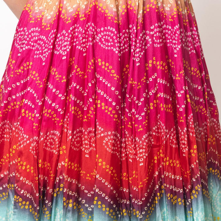 Leandra Long Dress with Bandhani Print - Raas