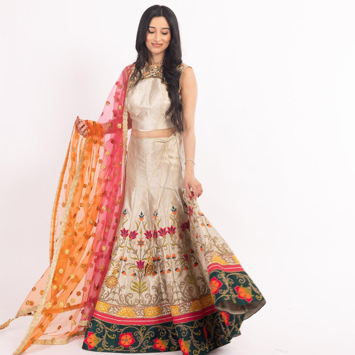 Light Brown Chaniya Choli with Sequins Embroidery - Raas