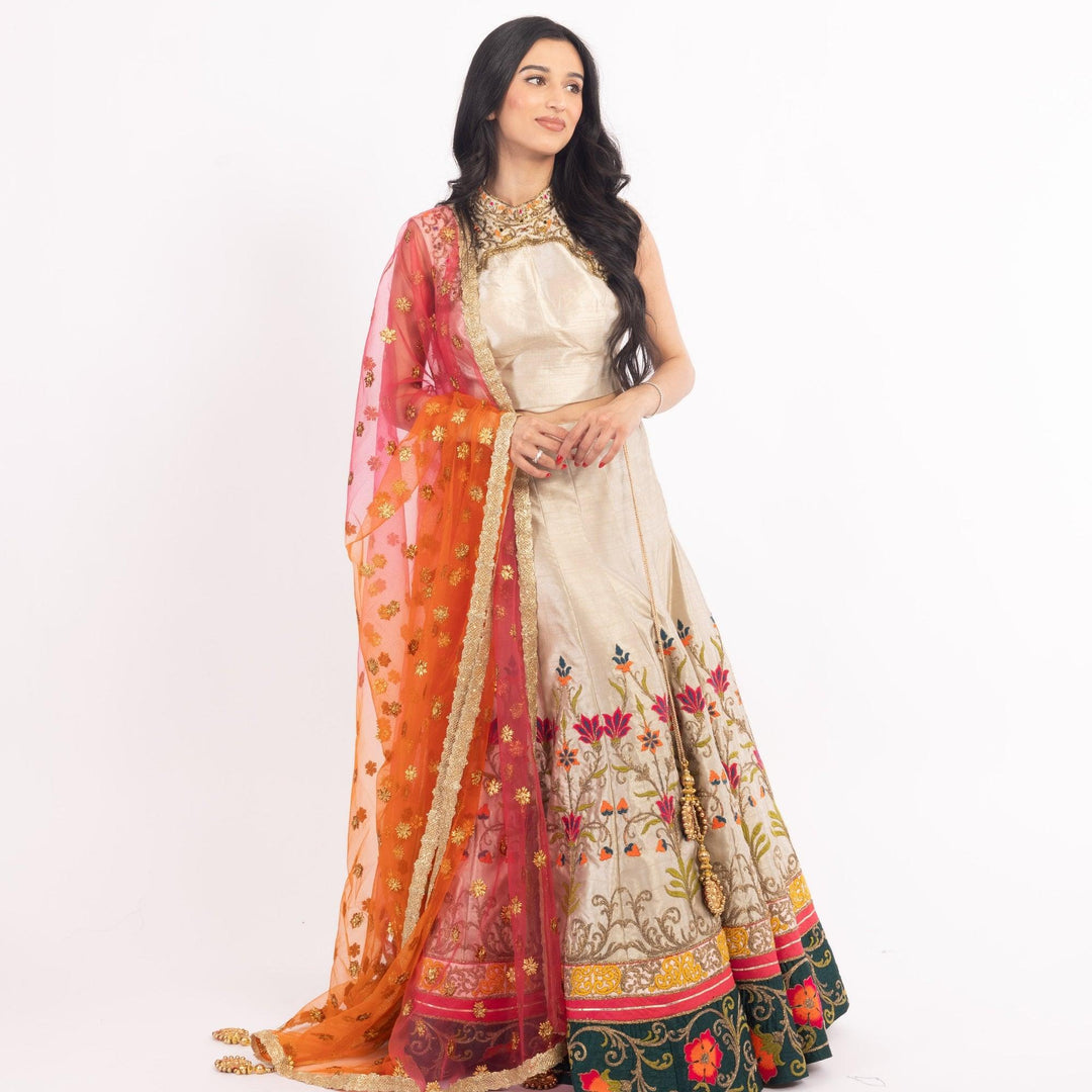 Light Brown Chaniya Choli with Sequins Embroidery - Raas