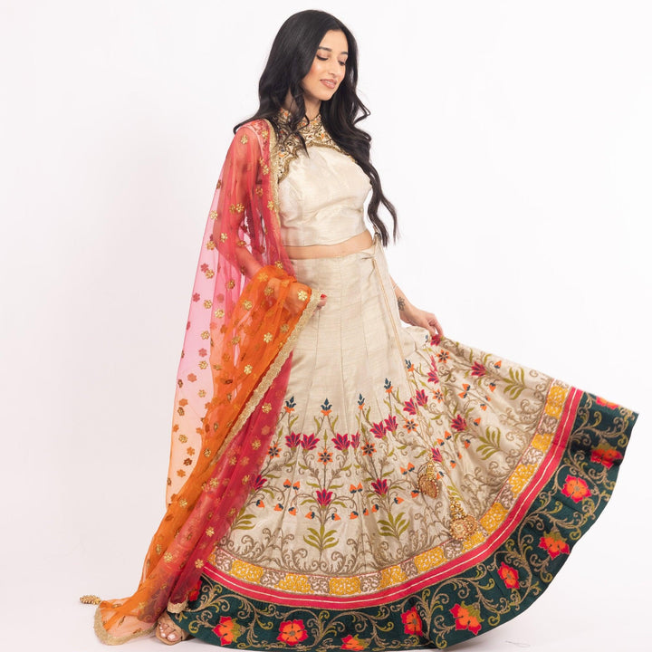 Light Brown Chaniya Choli with Sequins Embroidery - Raas