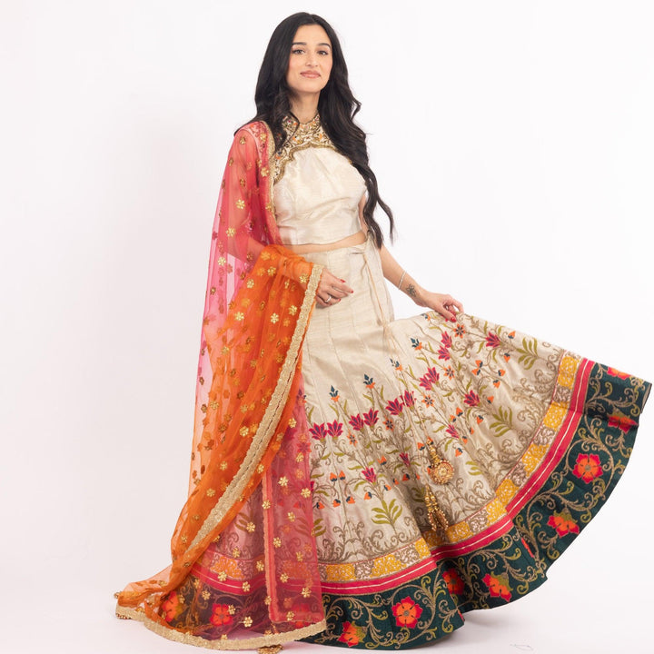 Light Brown Chaniya Choli with Sequins Embroidery - Raas
