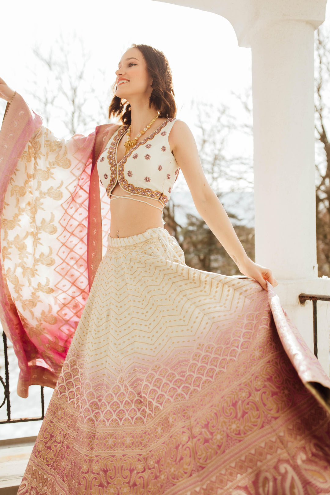 Lily Shaded Banarasi Silk Lehenga Choli Set - Raas